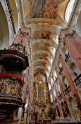 Travel photography:Interior of St. James church in Prague`s Old Town, Czech Republic