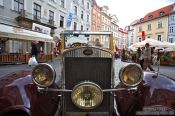Travel photography:Classic car in Prague`s Old Town, Czech Republic