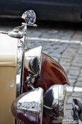 Travel photography:Headlamps of a Skoda classic car, Czech Republic