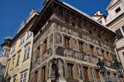 Travel photography:Houses near Prague`s old town square, Czech Republic