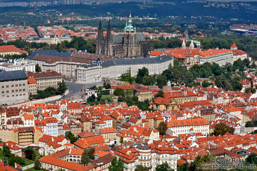 Panorama of Prague castle with St. Vitus Cathedral