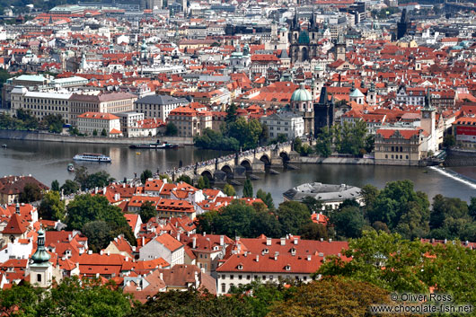 View of Charles bridge and the Moldau (Vltava) river