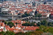 Travel photography:View of Charles bridge and the Moldau (Vltava) river, Czech Republic
