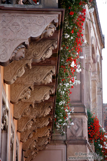 Facade detail of the Obernai town hall