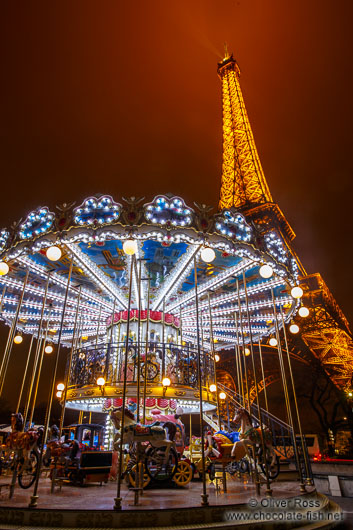 Paris Eiffel tower with carousel