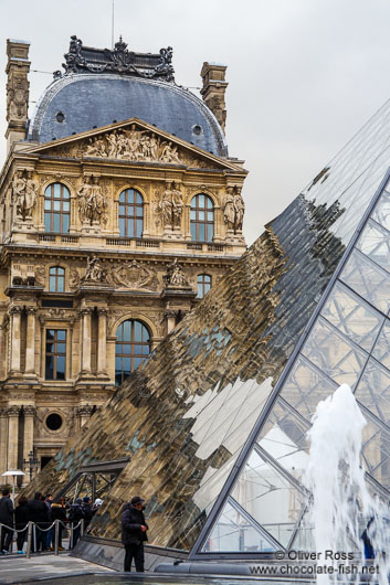 Paris Louvre museum with glass pyramid
