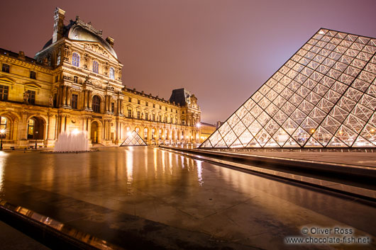 Paris Louvre Museum by night