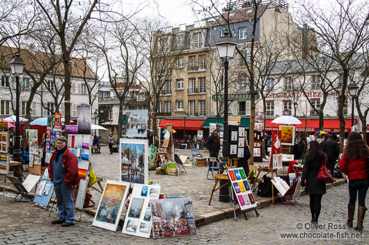 Artists display their work in Paris´s  Montmartre district