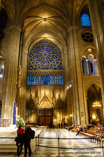 Inside the Notre Dame cathedral in Paris