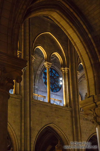 Arches inside the Notre Dame cathedral in Paris
