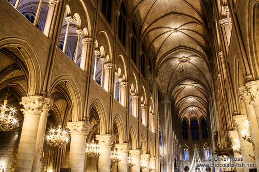 Inside Notre Dame cathedral in Paris