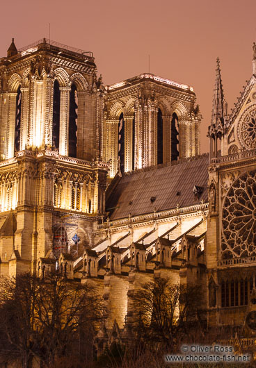 Paris Notre Dame cathedral by night