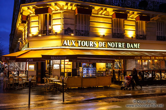 Paris café near Notre Dame cathedral