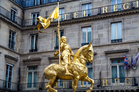 Golden statue of Saint Joan of Arc in Paris
