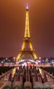 Travel photography:Paris Eiffel Tower at night viewed from Trocadéro, France