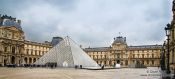 Travel photography:The Louvre museum in Paris with glass pyramid, France