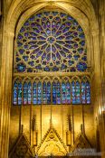 Travel photography:Rose window inside the Notre Dame cathedral in Paris, France