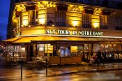 Travel photography:Paris café near Notre Dame cathedral, France