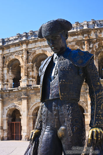 Torero sculpture Nimes  in front of the coliseum