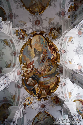 Baroque ceiling of the St. Georg and Jakobus church in Isny 