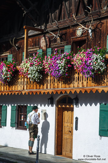 Man in traditional bavarian dress in Garmisch