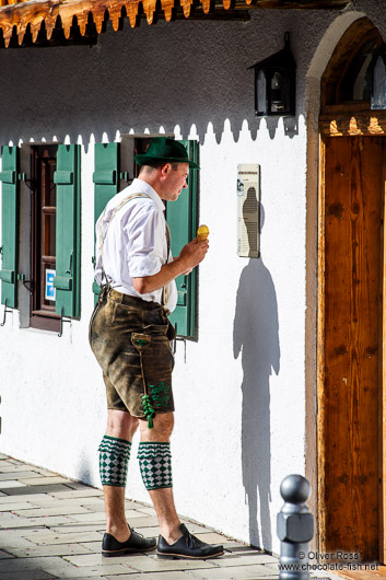 Man in traditional bavarian dress in Garmisch