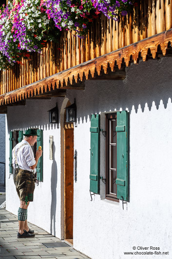 Man in traditional bavarian dress in Garmisch