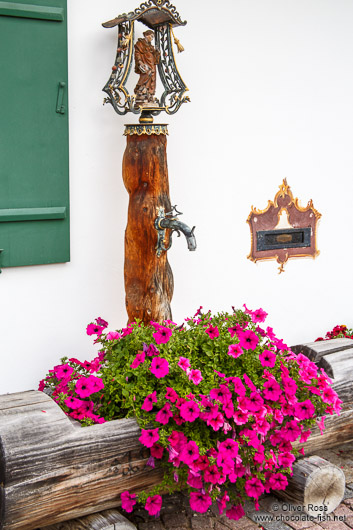 Water fountain with flowers in Garmisch-Partenkirchen