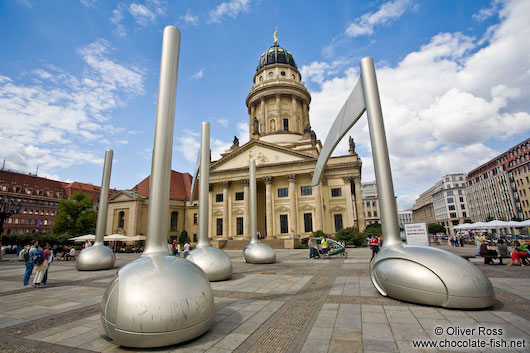 View of the French Dome from the Gendarmenmarkt with giant musical notes