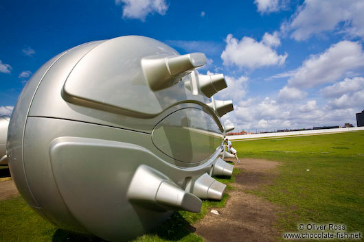 Giant football boots near the Hauptbahnhof