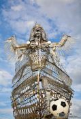 Travel photography:Football sculpture near the Alexanderplatz, Germany