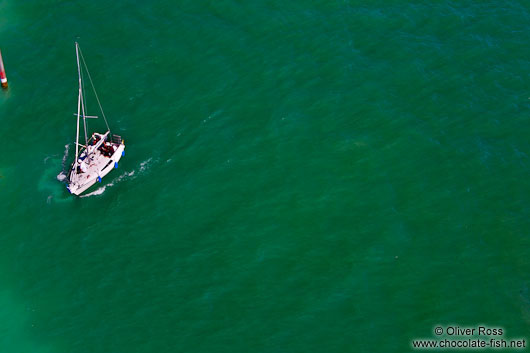 Sailing boat entering Lindau harbour