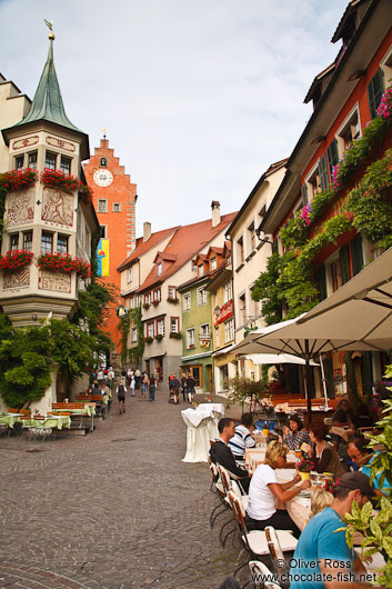 Meersburg street with restaurants