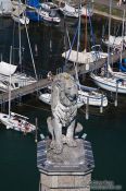 Travel photography:Lindau lion guarding the harbour entrance, Germany