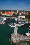 Travel photography:Aerial view of Lindau harbour, Germany