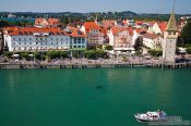 Travel photography:Aerial view of Lindau harbour, Germany
