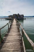 Travel photography:Neolithic stilt houses at the open air museum in Uhldingen, Germany