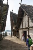 Travel photography:Neolithic stilt houses at the open air museum in Uhldingen, Germany