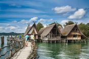 Travel photography:Neolithic stilt houses at the open air museum in Uhldingen, Germany