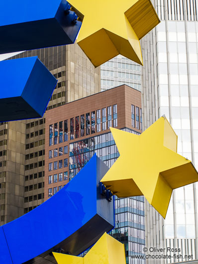 Giant Euro sign in front of the Building of the European Central Bank