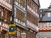 Travel photography:Half-timbered houses at the Frankfurt Römer, Germany