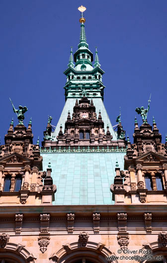 Detail of the copper roof of the Hamburger Rathaus (city hall)