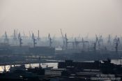Travel photography:View of part of Hamburg harbour, Germany