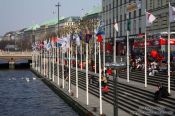 Travel photography:Hamburg Jungfernstieg with Alster, Germany