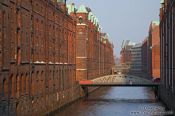 Travel photography:Old warehouses in Hamburg`s Speicherstadt, Germany