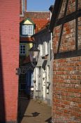 Travel photography:Narrow alley in Lübeck`s old city, Germany