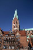 Travel photography:Tower of St. Mary´s church (Marienkirche) in Lübeck, Germany