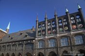 Travel photography:Facade of Lübeck`s old town hall, Germany