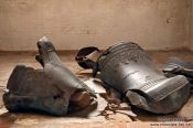 Travel photography:Broken church bells in the Marienkirche (St. Mary`s church) in Lübeck, Germany