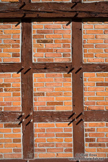 Half-timbered brick facade of a typical 18th century Frisian house